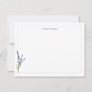 Personalisierte Lavendel-Blumenrand-Papeterie Mitteilungskarte