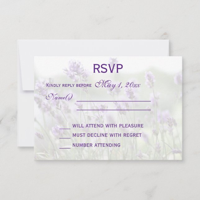 Personalisierte Lavendel-Bohemische Hochzeitskarte RSVP Karte (Vorderseite)