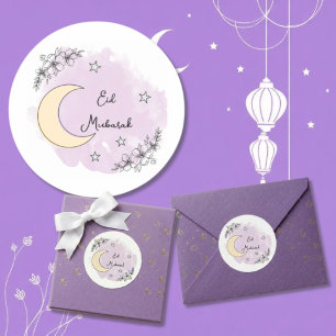 Personalisierte Lavendel-Eid-Mubarak-Aufkleber Runder Aufkleber