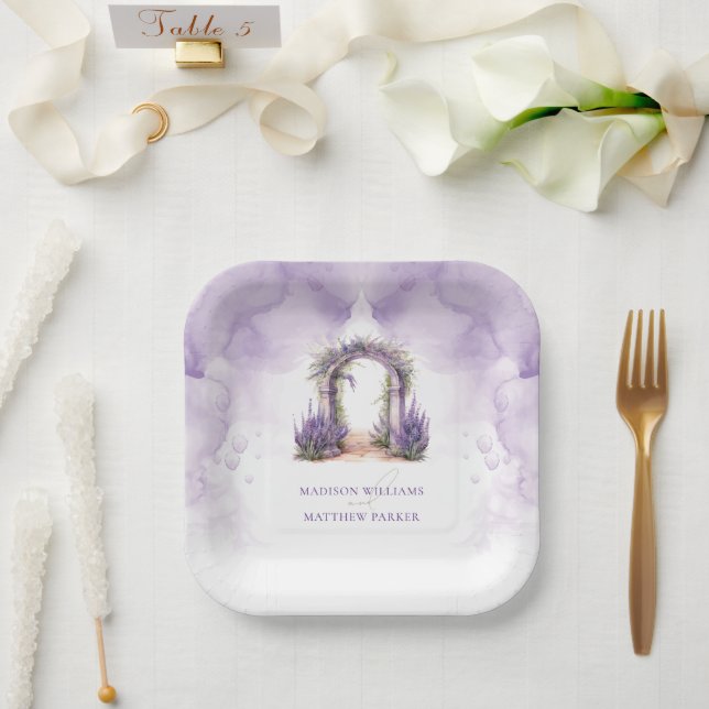 Personalisierte Lavendel Garden Wedding Pappteller (Hochzeit)