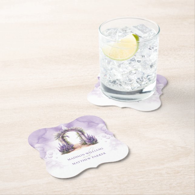Personalisierte Lavendel Garden Wedding Untersetzer (Vor Ort)