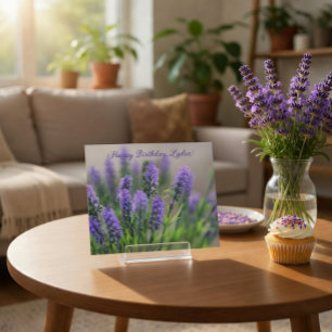 Personalisierte Lavendel-Geburtstagskarte Postkarte