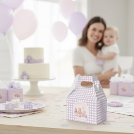 Personalisierte Lavendel-Gingham 1. Geburtstagsfei Geschenkschachtel