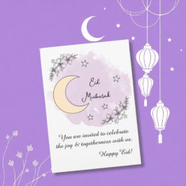 Personalisierte Lavendel-Linienkunst-Eid-Einladung Einladung