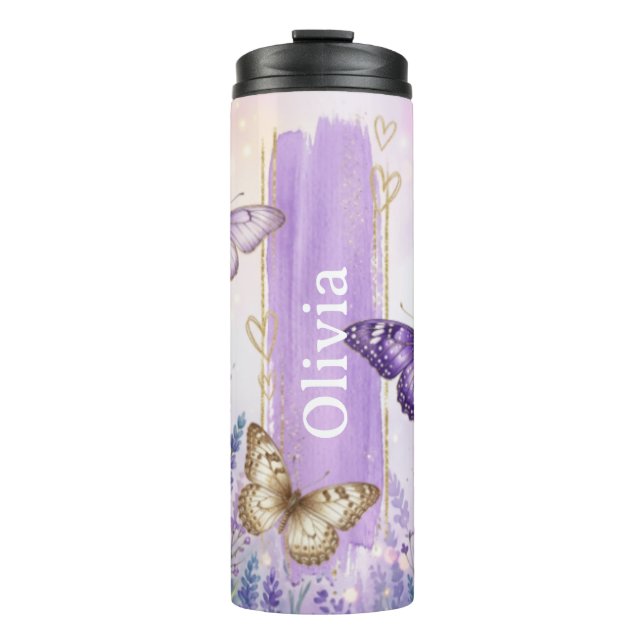 Personalisierte Lavendel-Schmetterling 16oz Thermo Thermosbecher (Vorderseite)