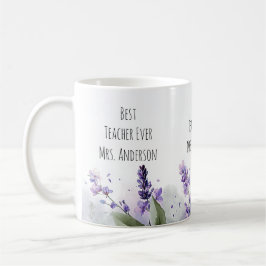 Personalisierte Lavendelblumen-Lehrerdankbarkeit Kaffeetasse