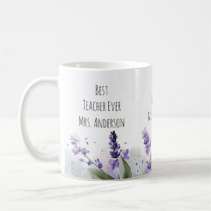 Personalisierte Lavendelblumen-Lehrerdankbarkeit Kaffeetasse