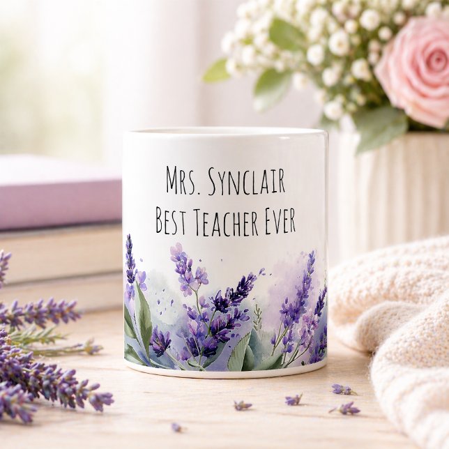 Personalisierte Lavendelblumen-Lehrerdankbarkeit Kaffeetasse (Von Creator hochgeladen)
