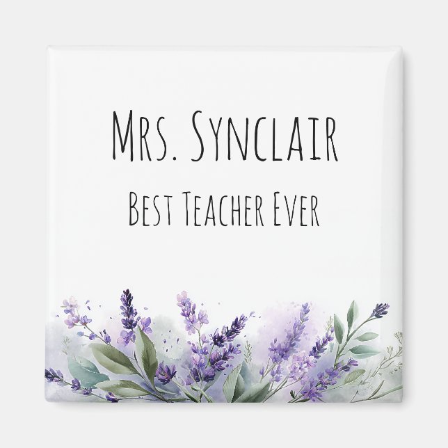 Personalisierte Lavendelblumen-Lehrerdankbarkeit Magnet (Vorne)