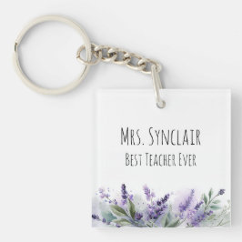 Personalisierte Lavendelblumen-Lehrerdankbarkeit Schlüsselanhänger
