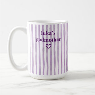 Personalisierte Lavendelgestreifte Taufpatin Kaffeetasse