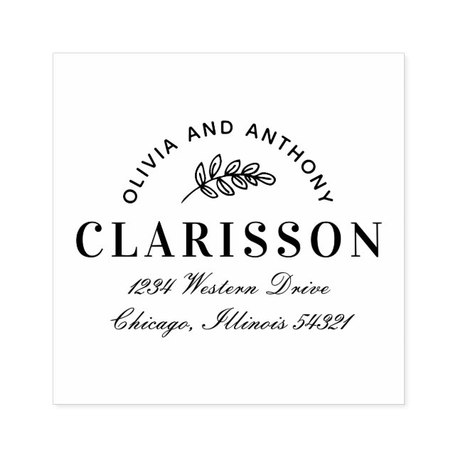 Personalisierte Leaf-Muster Motif-Rücksendeadresse Gummistempel (Prägung)