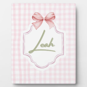 Personalisierte Leah Baby Mädchen Nursery Schleife Fotoplatte