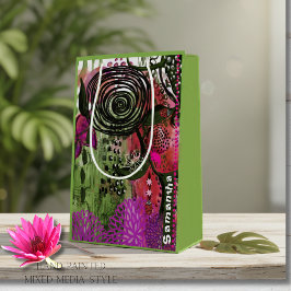 Personalisierte lebendige abstrakte Mixed-Media-Ku Mittlere Geschenktüte