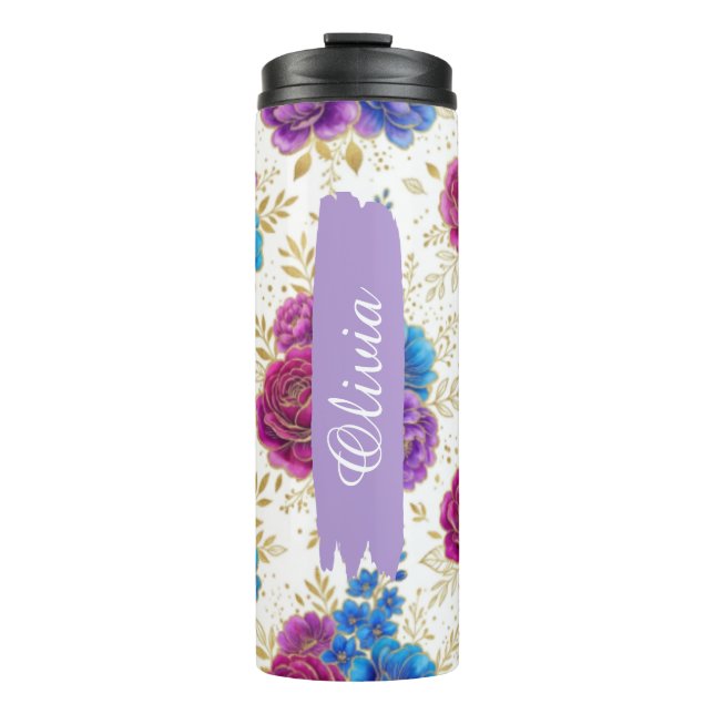 Personalisierte lebendige Blumen 0,5l Thermobecher Thermosbecher (Vorderseite)