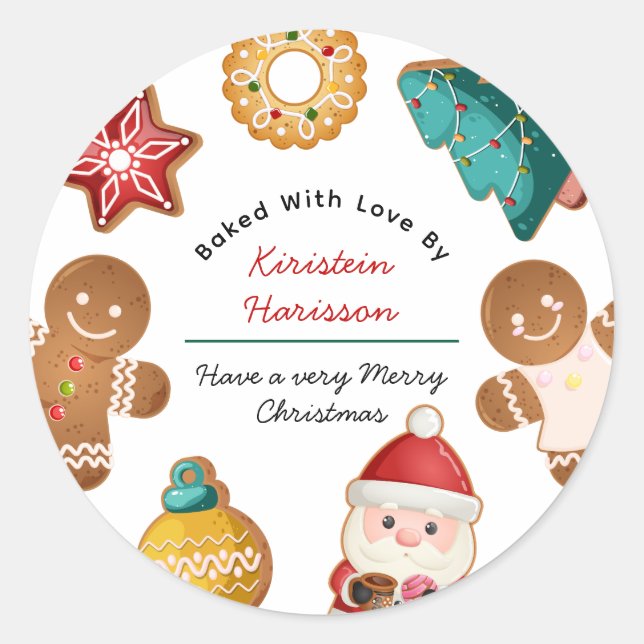 Personalisierte Lebkuchen-Weihnachtsplätzchen-Back Runder Aufkleber (Vorderseite)