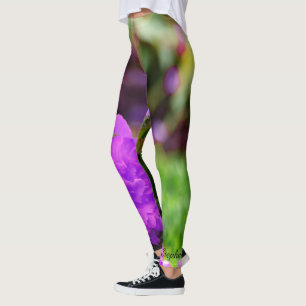 Personalisierte Leggings, lila Blumen Leggings