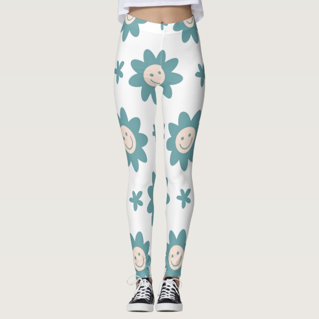 Personalisierte Leggings mit blühenden Stilen. (Vorderseite)
