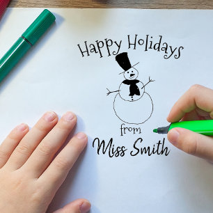 Personalisierte Lehrer Weihnachtsschneemann Gummistempel