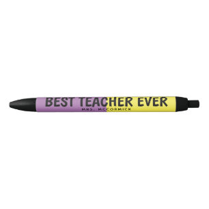 Personalisierte Lehrerbewertung Lila gelb Kugelschreiber