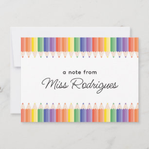 Personalisierte Lehrererkennungsfarben Regenbogen Mitteilungskarte