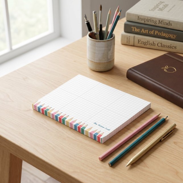 Personalisierte Lehrerhinweise - Farbiger Stift Post-it Klebezettel (Personalized Teacher Notes– Colorful Pencil Post-it Notes)