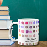 Personalisierte Lehrerin Kaffeetasse<br><div class="desc">Diese Tasse ist mit einem farbenfrohen Aquarellmuster geschmückt und widmet sich dem Besten Lehrer der Welt. Einfach anpassbar. Verwenden Sie zum Bearbeiten das Entwurfstool, um den Schriftart, die Größe des Schriftartes oder die Farbe zu ändern. Weil wir unsere Kunstwerke erstellen, werden Sie dieses exakte Bild von anderen Designern nicht finden....</div>
