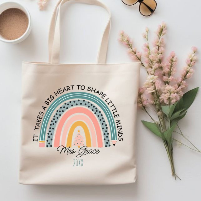 personalisierte Lehrerin Regenbogenweihnacht, Cust Tragetasche (personalized teacher rainbow Christmas, Custom Tote Bag)