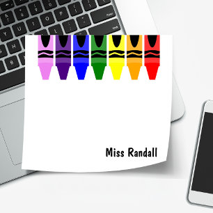 Personalisierte Lehrerin Sticky Crayon Schreibtisc Post-it Klebezettel