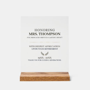 Personalisierte Lehrerruhestands-Typografie Acrylschild