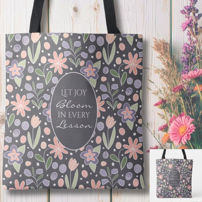 Personalisierte Lehrkraft-Dank-Tasche  (Personalized Teacher Appreciation Tote Bag | Custom Name Floral Gift)