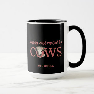 Personalisierte LEICHT ABGELENKT DURCH KÜHE Vintag Tasse