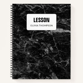 Personalisierte Lektion aus schwarzem Marmor Notizbuch