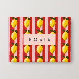 Personalisierte Lemon Stripe Muster Gelbe Zitronen Button