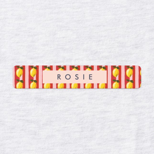 Personalisierte Lemon Stripe Muster Gelbe Zitronen Etiketten (Design 1)