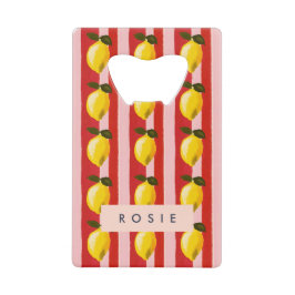 Personalisierte Lemon Stripe Muster Gelbe Zitronen Geldbeutel Flaschenöffner