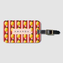 Personalisierte Lemon Stripe Muster Gelbe Zitronen Gepäckanhänger