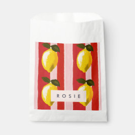 Personalisierte Lemon Stripe Muster Gelbe Zitronen Geschenktütchen