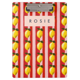 Personalisierte Lemon Stripe Muster Gelbe Zitronen Klemmbrett