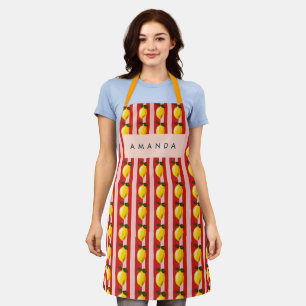 Personalisierte Lemon Stripe Muster Gelbe Zitronen Schürze