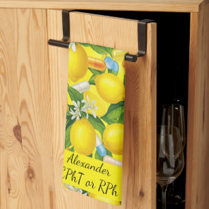 Personalisierte Lemon und Pills Pharmacy Geschirrtuch