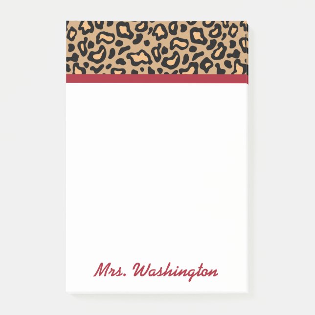 Personalisierte Leopard-Lehrer-Post-it-Notiz-Gesch Post-it Klebezettel (Vorderseite)