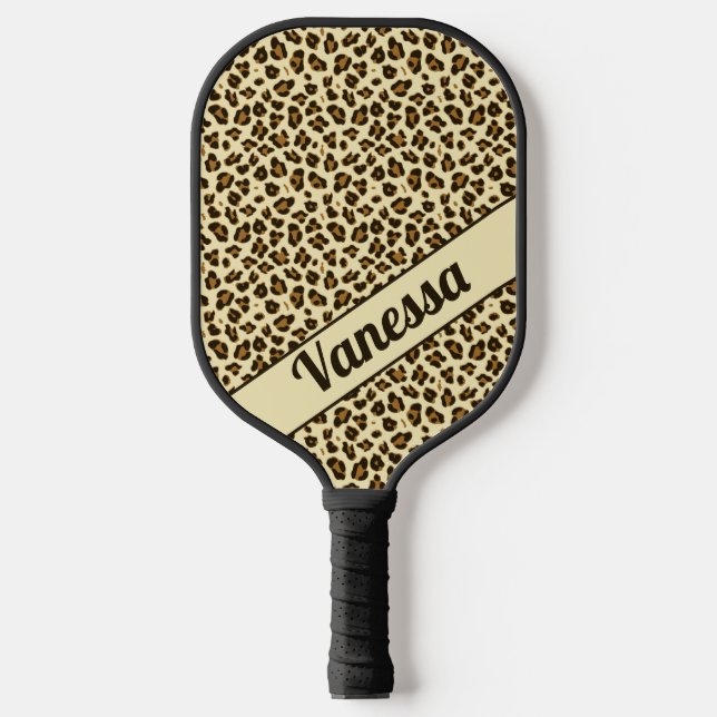 Personalisierte Leopard-Printwerbung - Girls-Pickl Pickleball Schläger (Vorderseite)