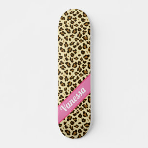 Personalisierte Leopard-Printwerbung - Mädchen Skateboard