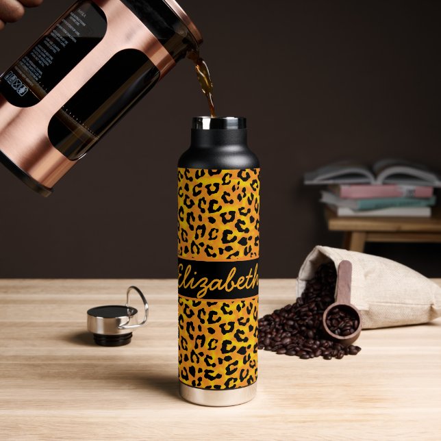 Personalisierte Leopardrucke Trinkflasche (Kaffee)