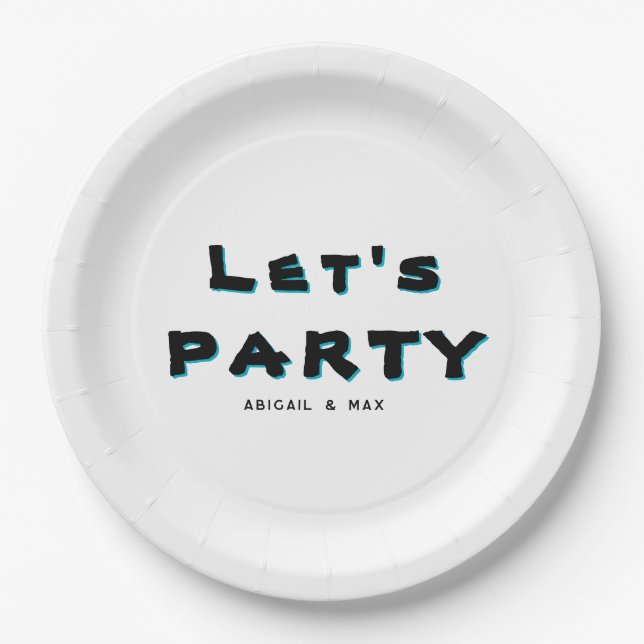 Personalisierte Let's Party Pappteller (Vorderseite)