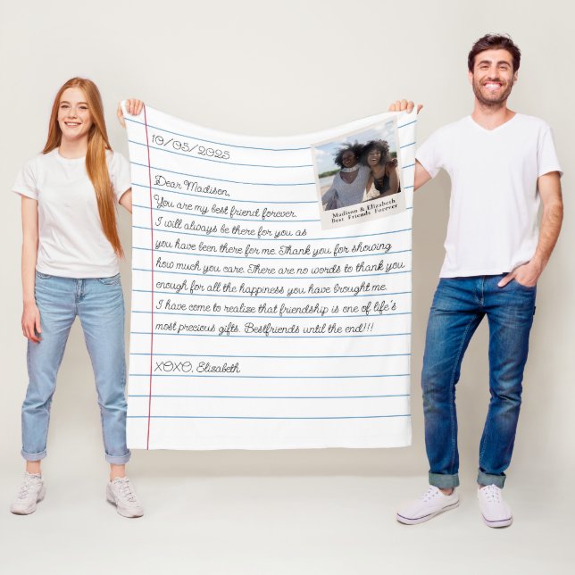 Personalisierte Letter-Message-Datei für die beste Fleecedecke (Beispiel)