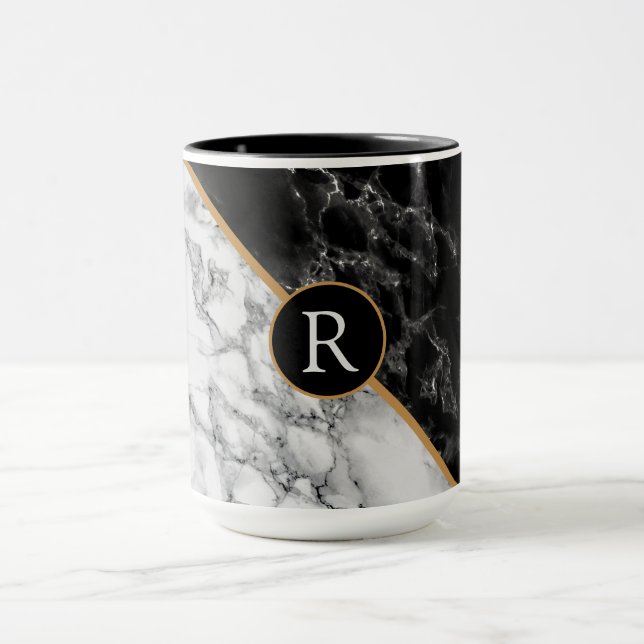 Personalisierte Letter-Tasse - Marmorsteindesign Tasse (Zentrum)