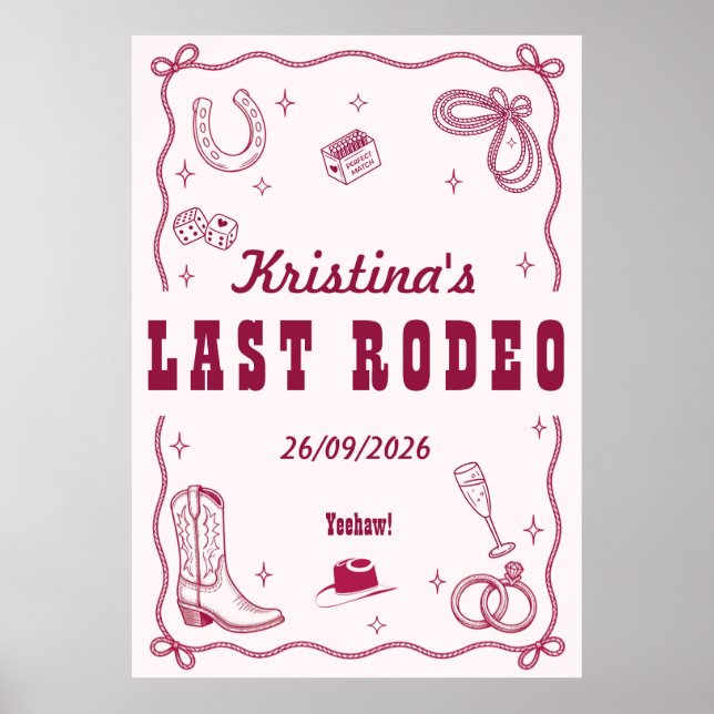Personalisierte Letzte Rodeo Western Junggesellinn Poster (Vorne)