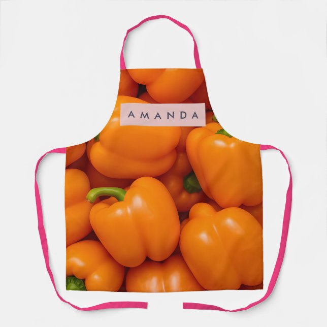 Personalisierte leuchtend frische orange Paprika Schürze (Vorderseite)